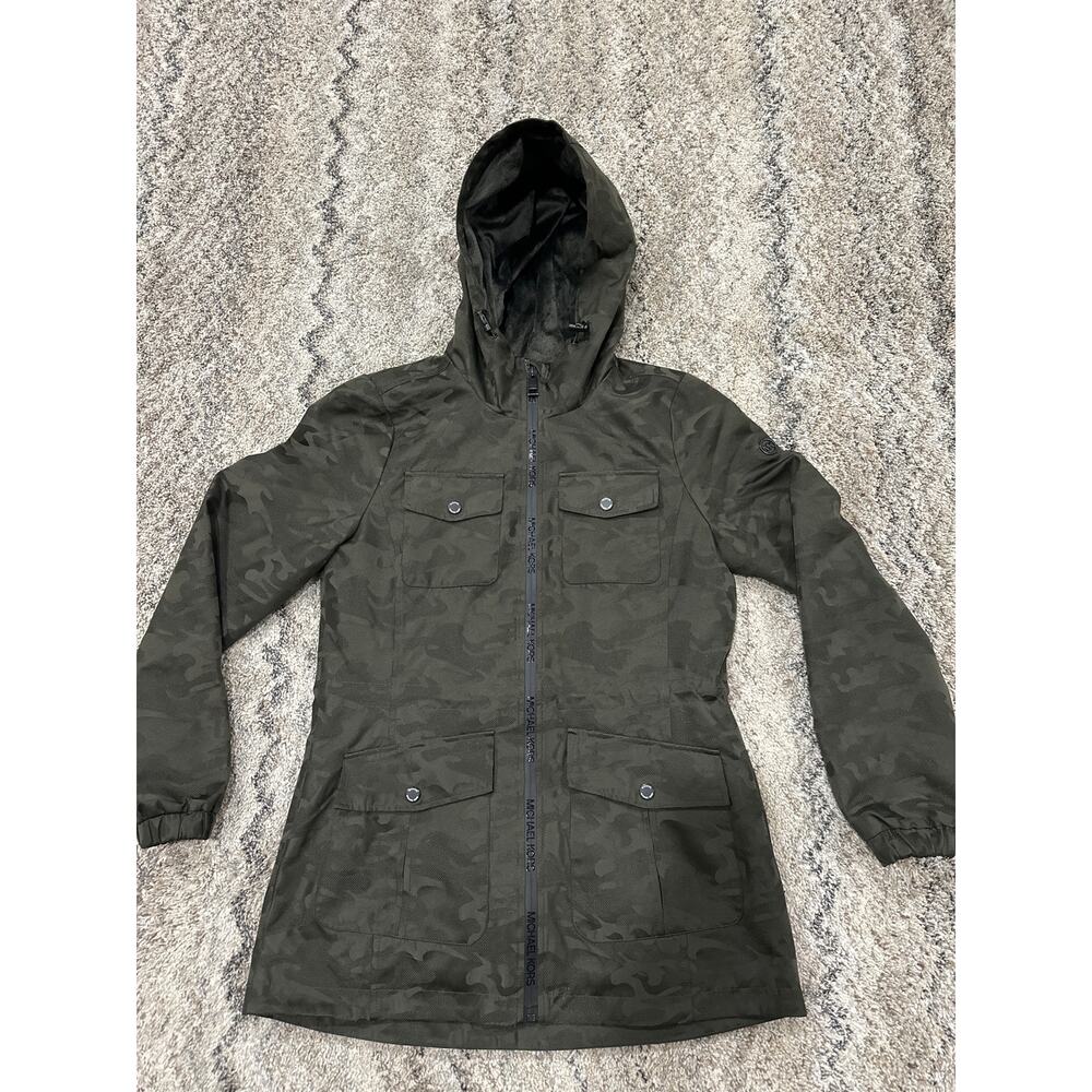 Michael Kors Hooded Camo Anorak Zip Up Jacket Camouflage Pattern Women’s Size XS